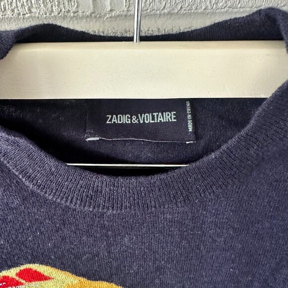 Zadig & Voltaire Scooter/Motorcycle/Vespa, short sleeve blue sweater, medium - Picture 2 of 8